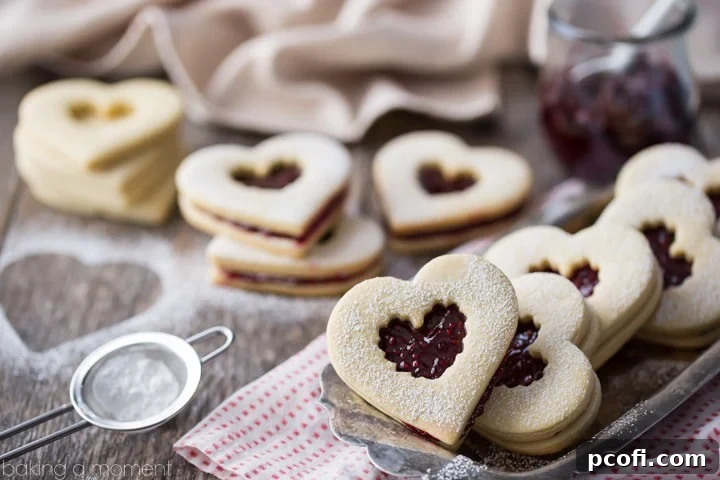 Close-up of the homemade raspberry jam filling, showcasing its rich texture and color.