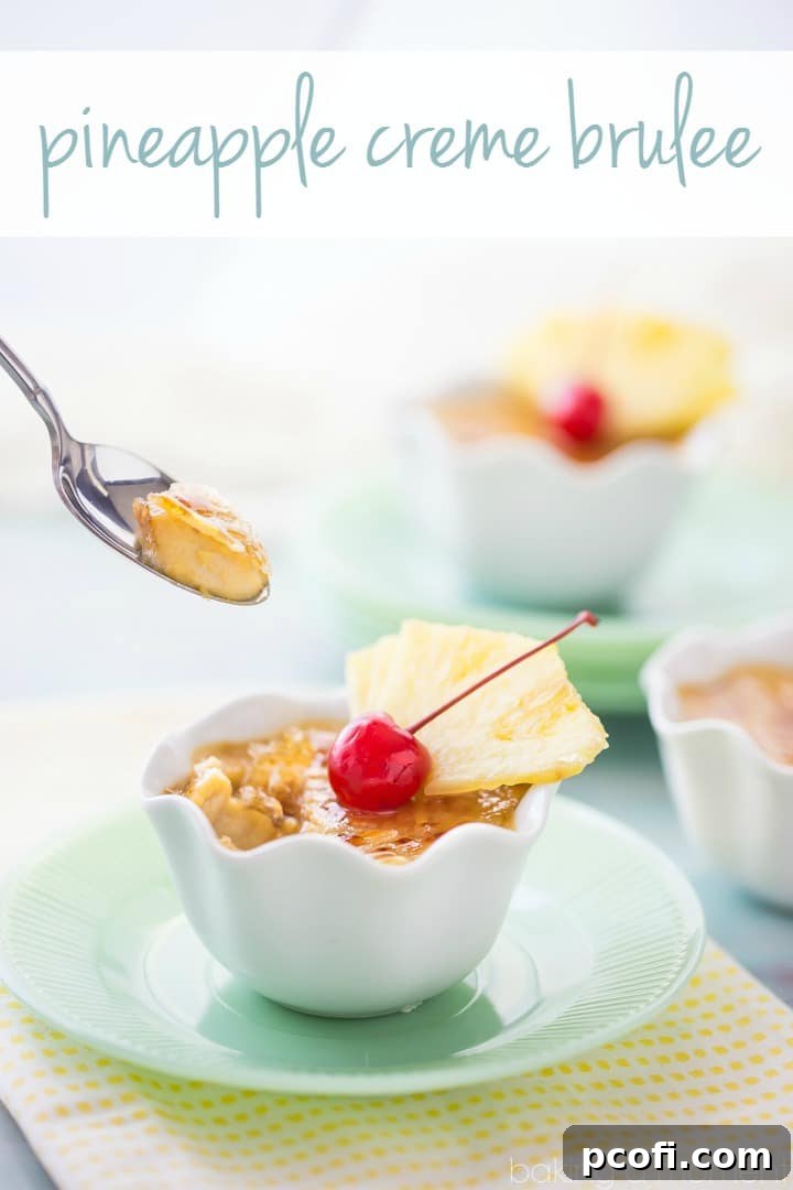 The perfect blend of brown sugar and fresh pineapple delivers an incredible flavor profile in this creme brulee. Effortlessly made, its signature crunchy caramelized topping offers a delightful textural contrast to the smooth, rich custard.