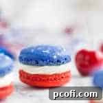 Red, White, and Blue Cherry Cheesecake Macarons