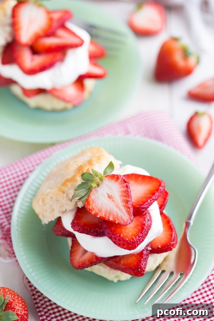 Close-up of freshly prepared Driscoll's strawberries for shortcake