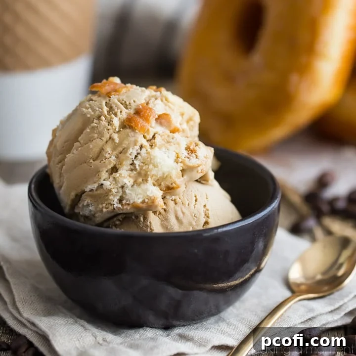 Coffee and Donuts Ice Cream - creamy, rich, and loaded with soft donut pieces. A truly irresistible dessert fusion.