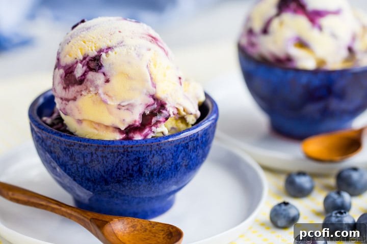 Sweet Corn Ice Cream with Blueberry Swirl - a delightful treat on a summer day