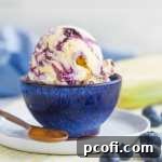 Sweet Corn Ice Cream with Blueberry Swirl