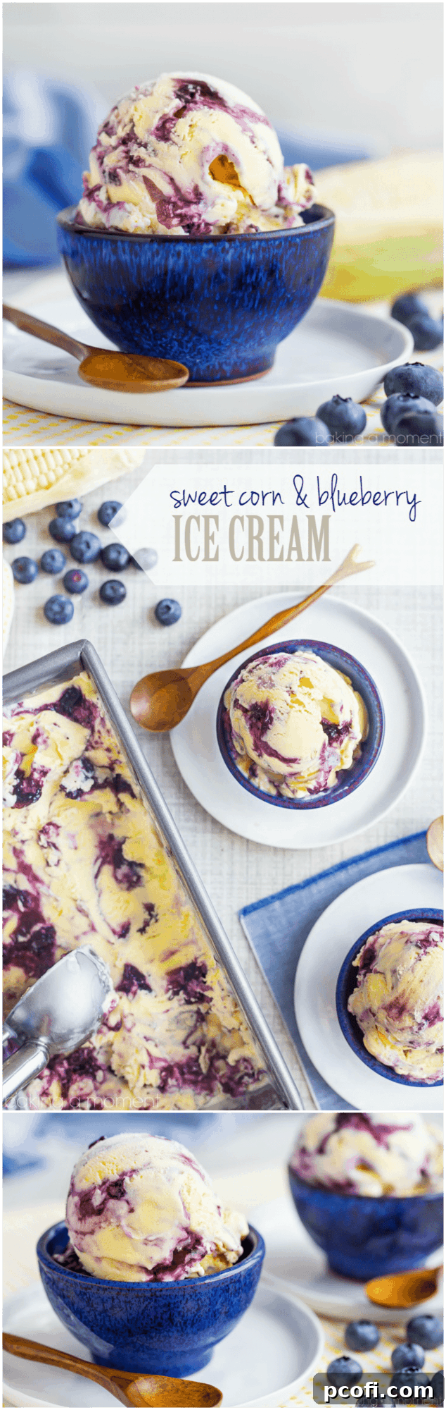 Sweet Corn Ice Cream with Blueberry Swirl - a seasonal treat