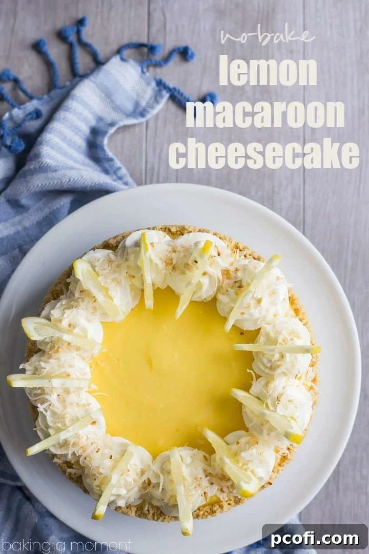 No-Bake Lemon Macaroon Cheesecake: so easy to make and so much incredible lemon and coconut flavor! #beyondfrostingcookbook #nobaketreats