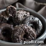 Baked Chocolate Crumb Donuts with a delicious crumb topping.