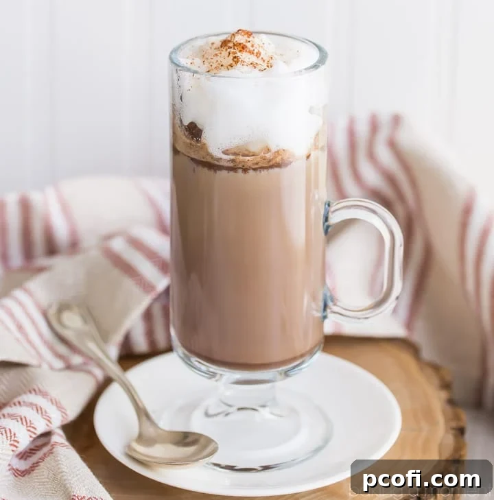Homemade Chile Mocha Latte, perfectly crafted to taste just like the Starbucks version, served in a cozy mug on a rustic table.