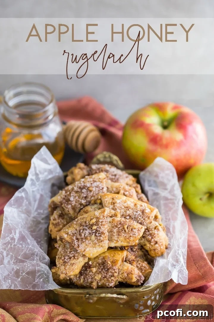 Apple Honey Rugelach: tender cream cheese pastries filled with charoset- an apple/honey/walnut mixture that's perfect for Rosh Hashana or any other fall occasion!