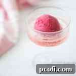 Cranberry Sorbet Champagne Float with fresh cranberries