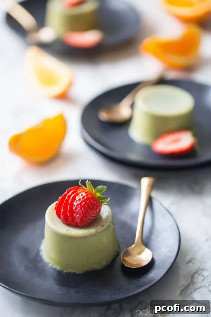 Cool, creamy, and full of earthy green tea flavor- this matcha panna cotta makes such a lovely light dessert! food desserts matcha