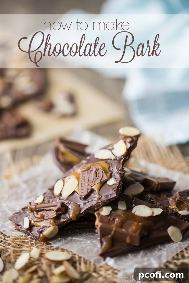 Chocolate Bark- one of the easiest and most fun homemade candy recipes! This almond, caramel and sea salt version is a family favorite. Features Ghirardelli chocolate. food desserts chocolate