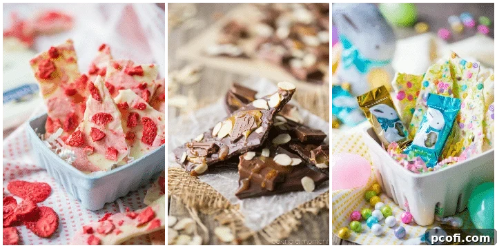 Chocolate Bark 3 Ways: Strawberries & cream, dark chocolate almond with caramel & sea salt, or funfetti. Easy to make and a great homemade gift! Made with Ghirardelli chocolate. food desserts chocolate