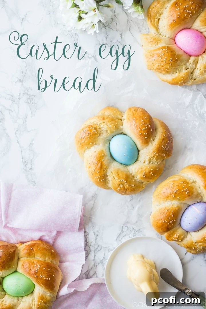 Easter Egg Bread: such a lovely way to celebrate Spring!  This bread is buttery, eggy, and a little sweet, with a hint of vanilla and orange blossom and the prettiest Easter egg nestled inside!  food bread easter