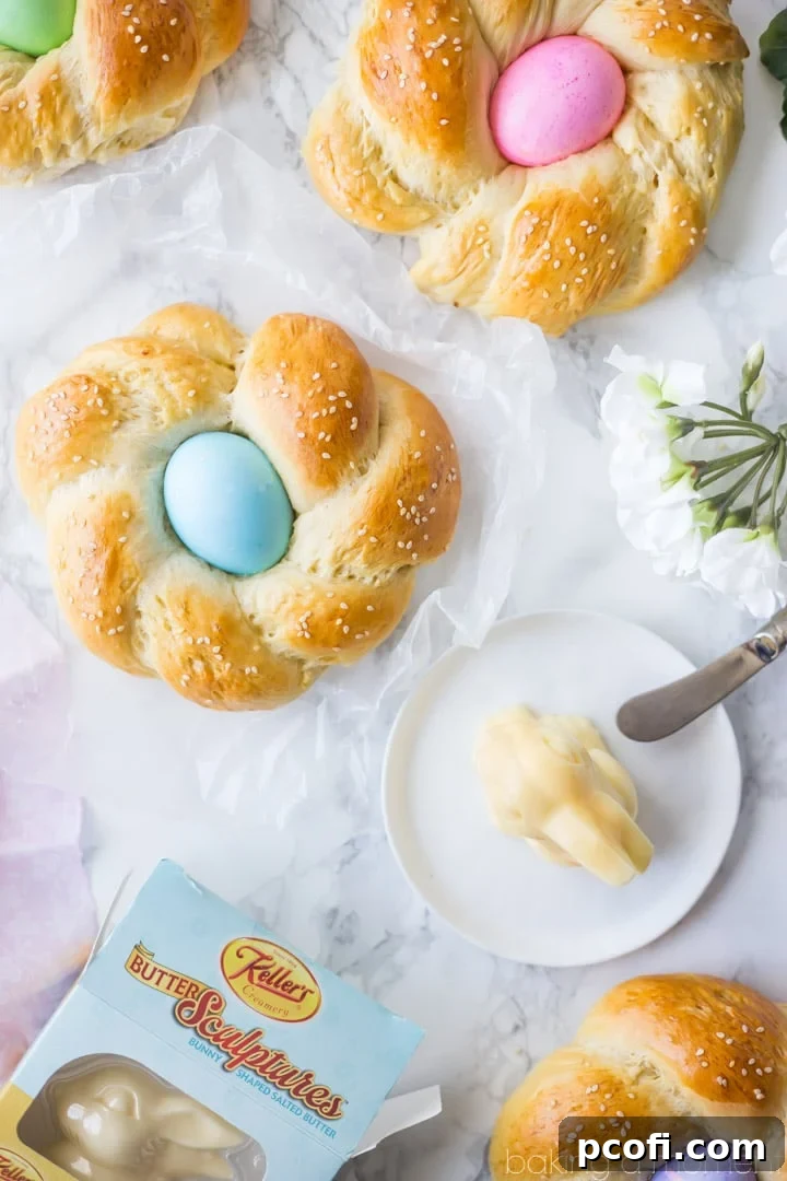 Easter Egg Bread: such a lovely way to celebrate Spring!  This bread is buttery, eggy, and a little sweet, with a hint of vanilla and orange blossom and the prettiest Easter egg nestled inside!  food bread easter