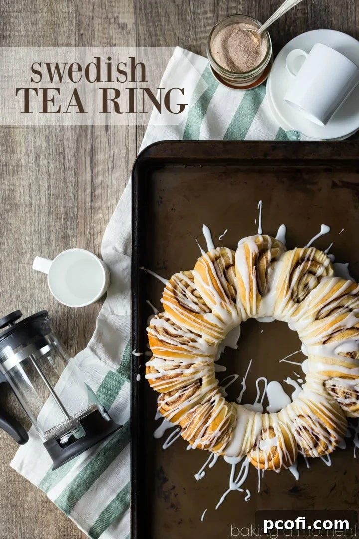 This Swedish tea ring has such a gorgeous presentation, and it's deceptively simple to create. Soft, sweet yeast dough swirled with cinnamon sugar and drizzled with a sweet glaze. Sort of like a pull-apart cinnamon roll bread.