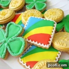 Decorated St. Patrick's Day cookies.