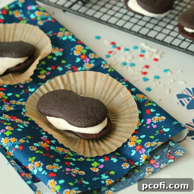 Rich homemade chocolate malt devil dogs with fluffy marshmallow creme filling