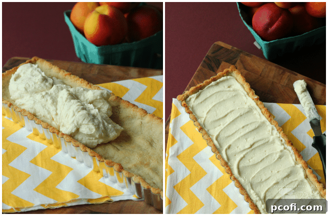 Creamy No-Bake Cheesecake Filling for Peach Amaretto Tart