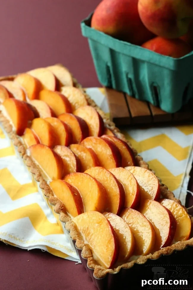 Peach Amaretto Cheesecake Tart with Amaretto Honey Glaze