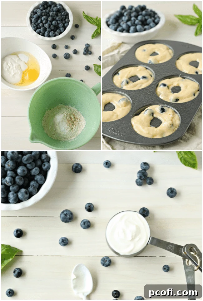 Stack of baked blueberry sour cream donuts