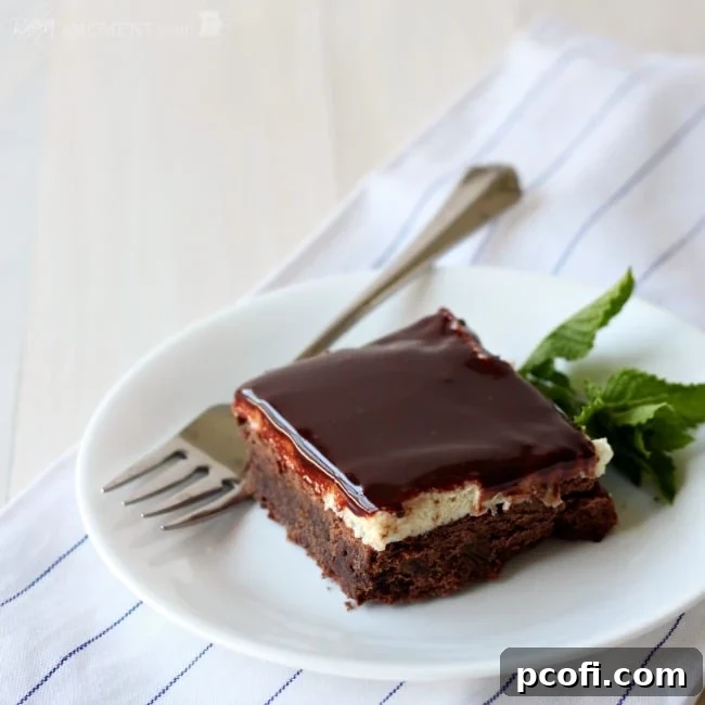 Rich Chocolate Mint Cookie Bars, perfectly layered