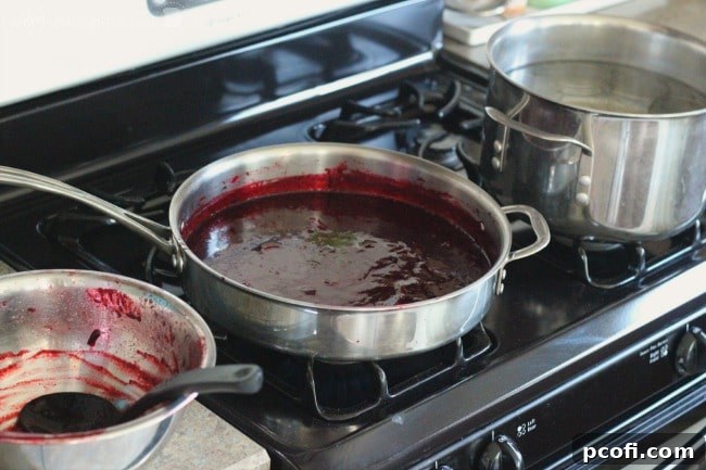 Blackberry Jam Cooking in a Pot