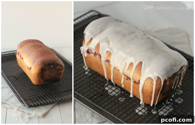 Whole Wheat Blackberry Cream Cheese Swirl Bread rising in loaf pan