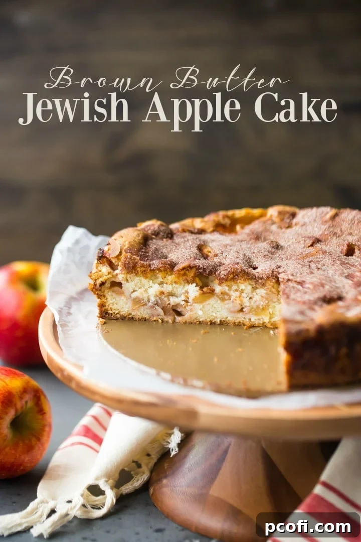 Traditional Jewish Apple Cake Recipe: A comforting dessert perfect for Rosh Hashanah, featuring juicy apples, rich cream cheese, and nutty brown butter.