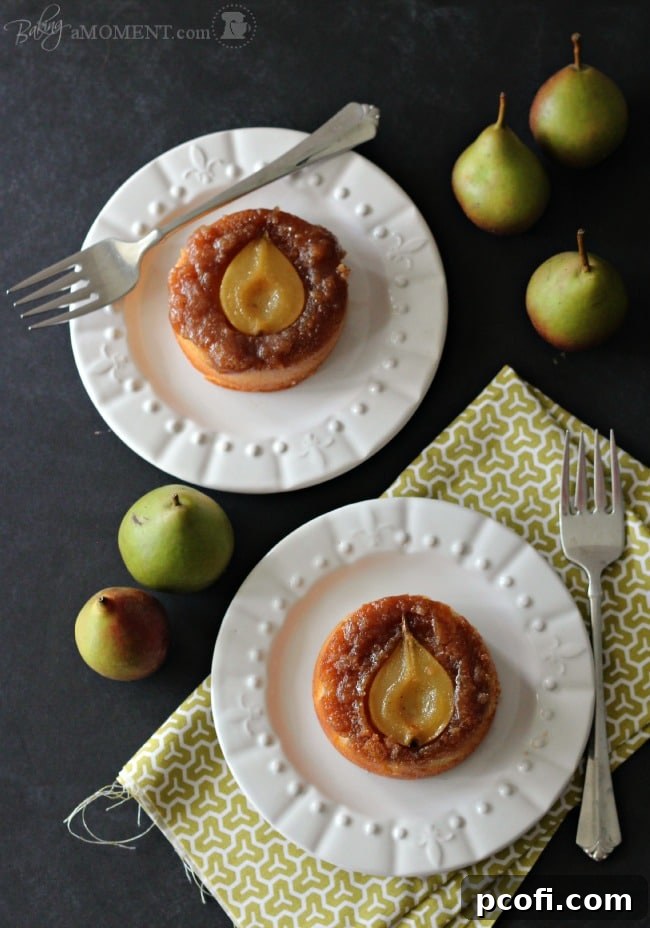 Pear Vanilla Upside Down Cakes | Baking a Moment