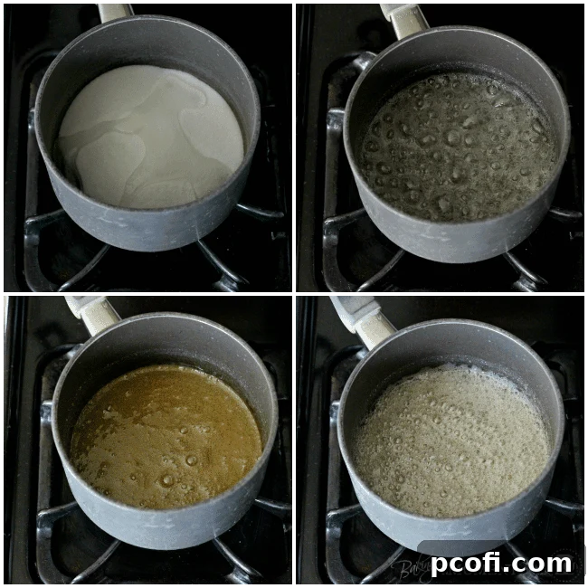 Combining Cream Mixture with Hot Caramelized Sugar