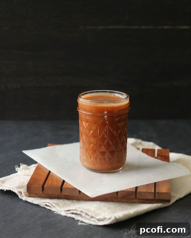 Jar of Homemade Salted Caramel Sauce, Ready for Gifting