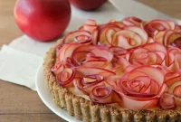 Apple Rose Tart with Silken Maple Custard and Toasted Walnut Crust