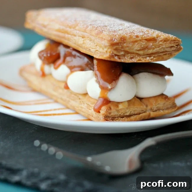 Elegant Caramelized Apple and Goat Cheese Mousse Mille Feuilles Dessert