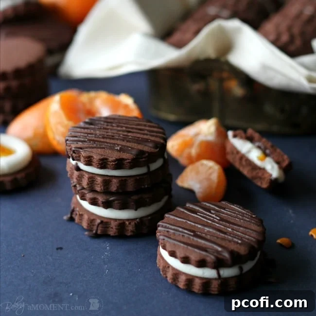 Rich Chocolate Orange Sandwich Cookies with a Zesty Filling