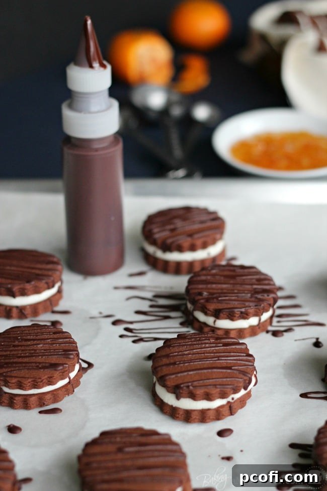 Assembly of Chocolate Orange Sandwich Cookie with Marmalade