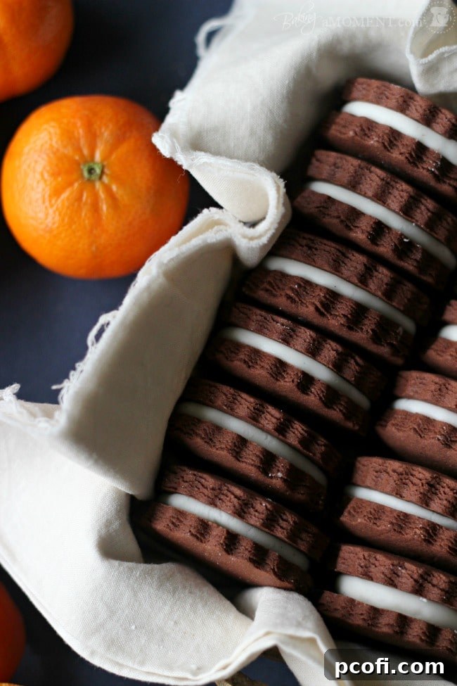 Assortment of Chocolate Orange Sandwich Cookies on a Serving Tray