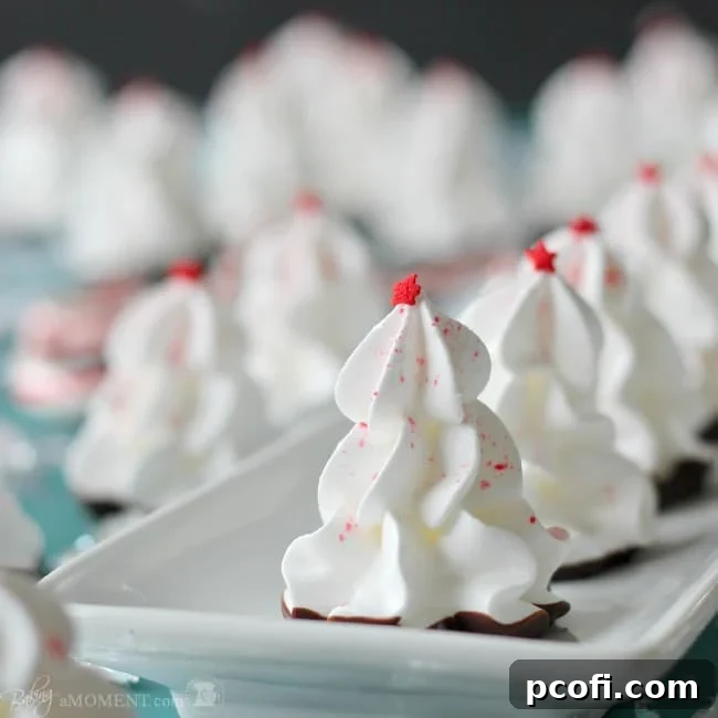 Chocolate Peppermint Meringue Christmas Trees | Baking a Moment