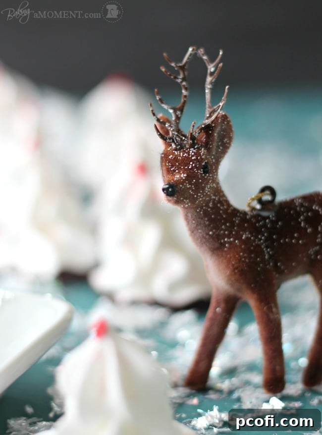 Chocolate Peppermint Meringue Christmas Trees | Baking a Moment