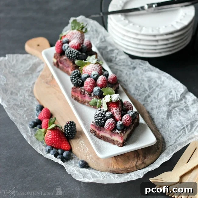 Rich Berry Chocolate Streusel Bars with Yogurt Custard