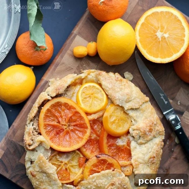 Mixed Citrus Galette with vibrant citrus slices and a golden, flaky crust