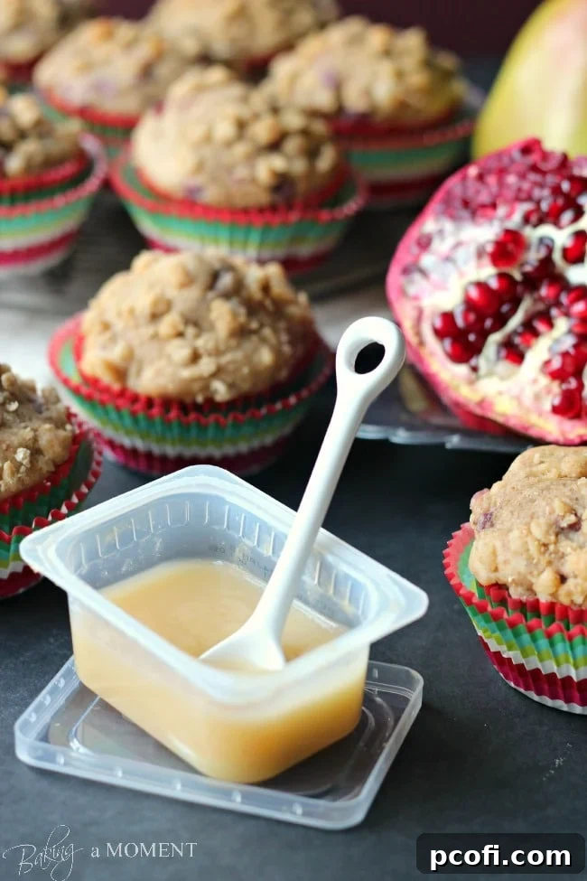 Fresh, juicy pomegranate arils ready to be added to muffin batter