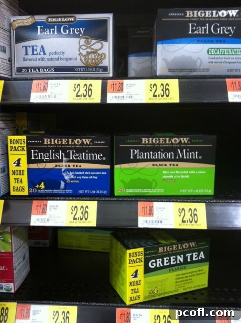 Selection of Bigelow Teas, emphasizing the quality and variety offered.