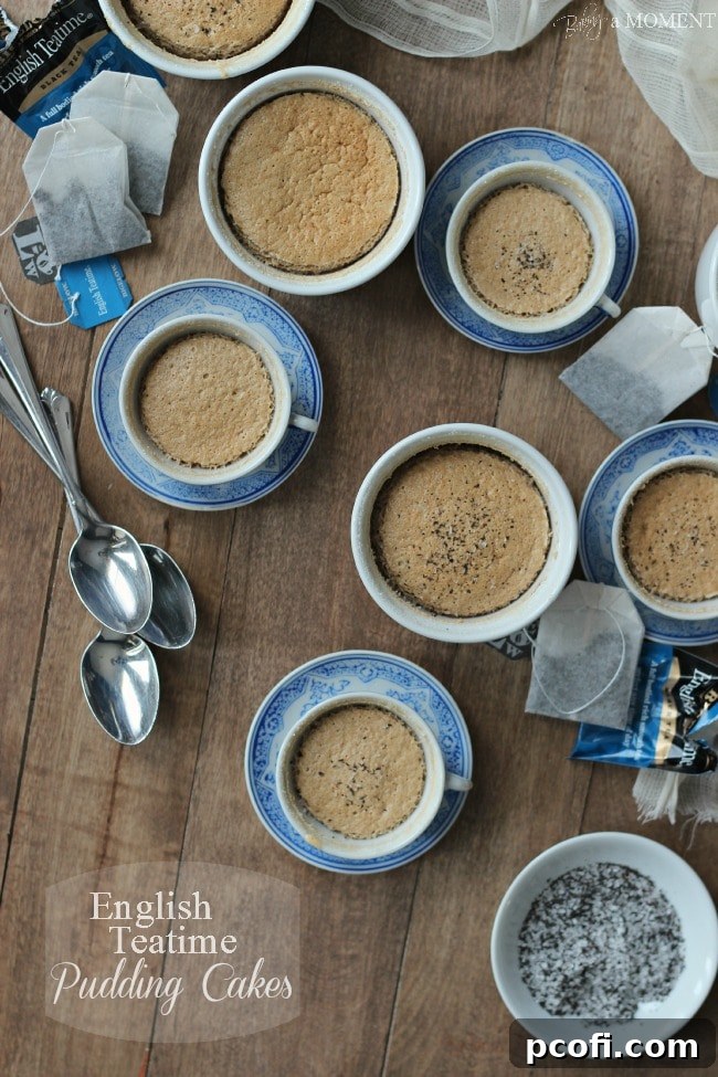 Close-up of fluffy English Teatime Pudding Cakes, showcasing their soft texture.