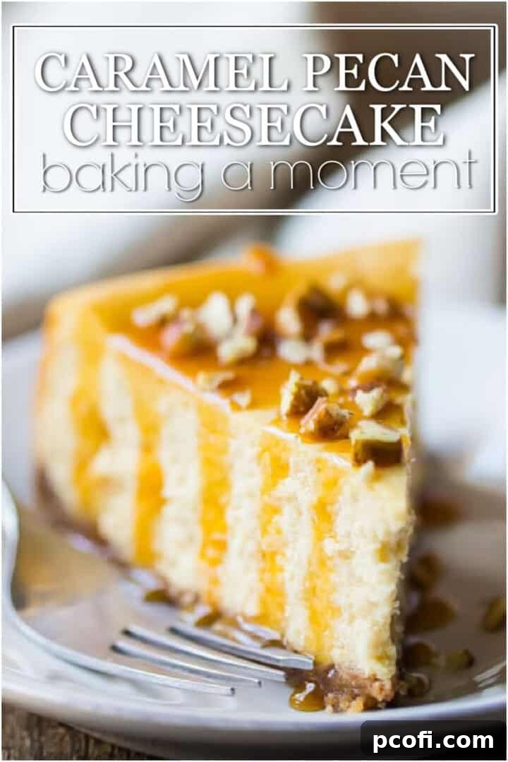 Close-up of fresh ingredients for caramel pecan cheesecake, including blocks of cream cheese, eggs, a bowl of brown sugar, and a jar of caramel sauce, neatly arranged on a rustic wooden surface.