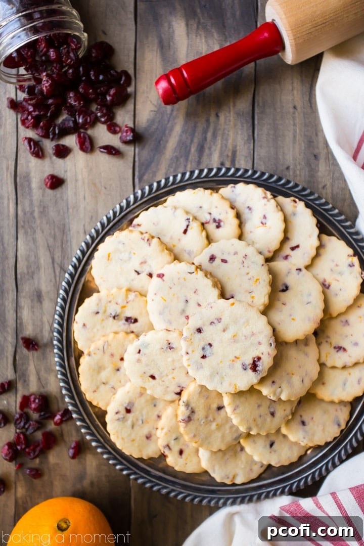 Cranberry Orange Shortbread Cookies: I couldn't get over all the amazing, wintry flavor these had! Perfect for Thanksgiving or Christmas. #food #desserts #cookies