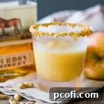 A glass of Caramel Apple Bourbon Slush