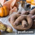 Delicious Pumpkin Beer Soft Pretzels, dusted with pumpkin spice sugar, a perfect seasonal treat.