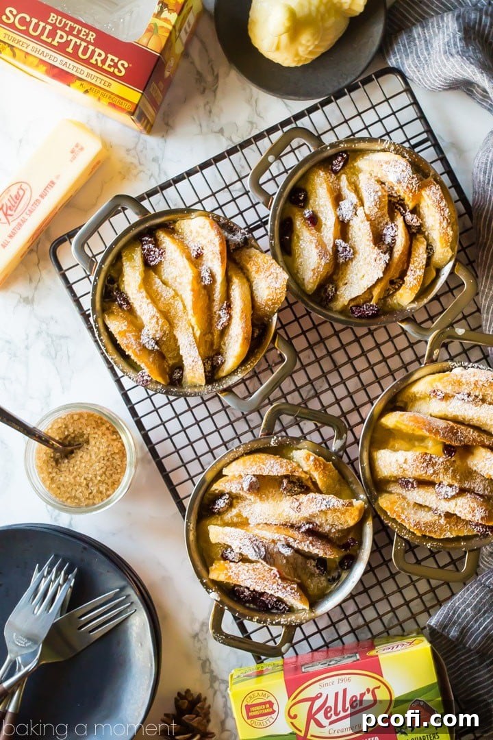 Bread & butter pudding: this is comfort food at its very best! The bread gets so toasty & crisp on top, creamy & rich underneath. I make this every winter and my family goes crazy for it! #food #desserts #comfortfood #custard #breadpudding #baking