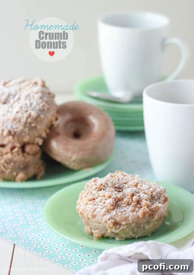 Delicious Homemade Crumb Donuts with Glaze and Crumb Topping