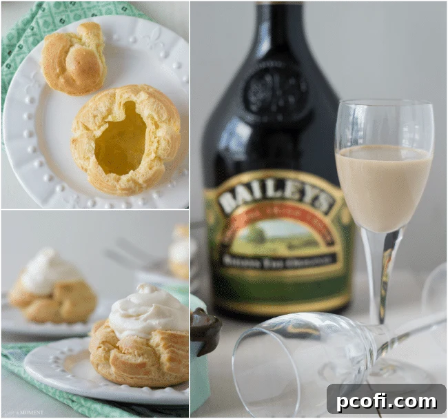 Several freshly baked pate a choux puffs on a cooling rack, showing their light and airy texture.